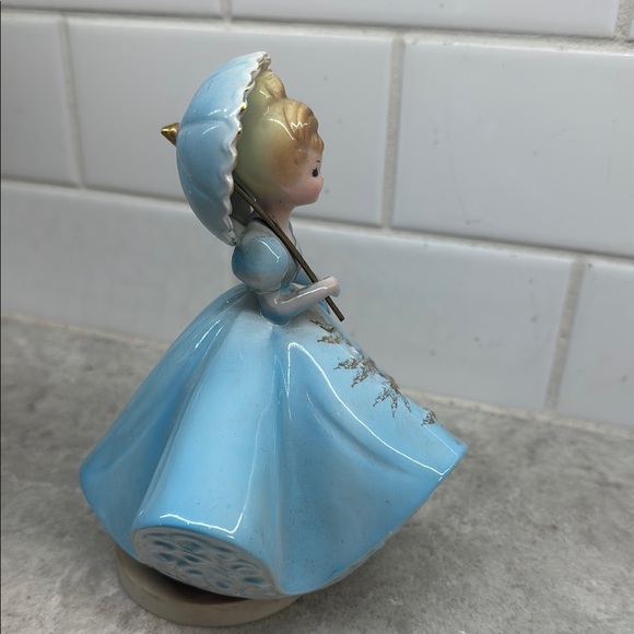Rare Josef Originals Vintage Blue Ceramic music box with label and works - Picture 4 of 7